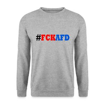 Fck afd - Unisex Pullover - Weißgrau meliert - Vorne - Alina (178cm) & Michal (187cm)