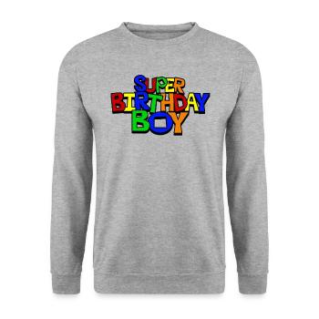 Super Birthday Boy - Unisex Sweatshirt - salt & pepper - Front - Alina (178cm) & Michal (187cm)