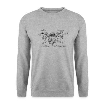 Athos Aramis Porthos Artagnan Drei Musketiere - Unisex Pullover - Weißgrau meliert - Vorne - Alina (178cm) & Michal (187cm)