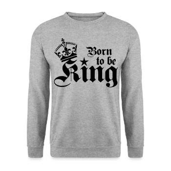 21 Born to be King 1c - Unisex Pullover - Weißgrau meliert - Vorne - Alina (178cm) & Michal (187cm)