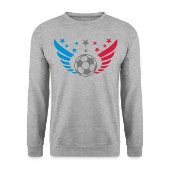 Fussball Fluegel Frankreich La France 3c Fußball - Unisex Pullover - Weißgrau meliert - Vorne - Alina (178cm) & Michal (187cm)