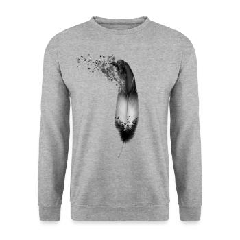 feather - Unisex Sweatshirt - salt & pepper - Front - Alina (178cm) & Michal (187cm)