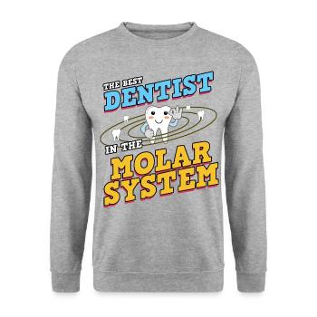 Zahnarzt Zahnarzthelferin Universum I Geschenk - Unisex Pullover - Weißgrau meliert - Vorne - Alina (178cm) & Michal (187cm)