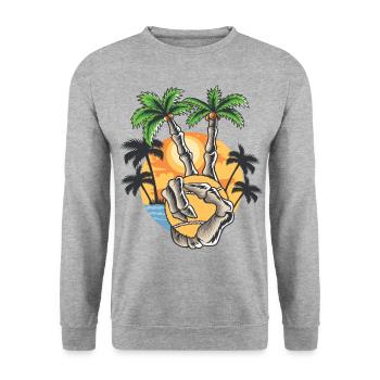 Main squelette avec balle de tennis ou de padel - Sweat-shirt Unisexe - gris chiné - Devant - Alina (178cm) & Michal (187cm)