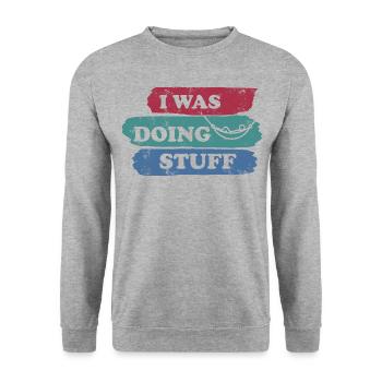 I was doing stuff - Hammock vintage - Unisex Sweatshirt - salt & pepper - Front - Alina (178cm) & Michal (187cm)
