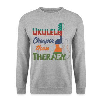 Ukulele! Cheaper than therapy - Unisex Pullover - Weißgrau meliert - Vorne - Alina (178cm) & Michal (187cm)