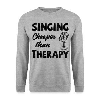 Singing! Cheaper than therapy - Unisex Pullover - Weißgrau meliert - Vorne - Alina (178cm) & Michal (187cm)