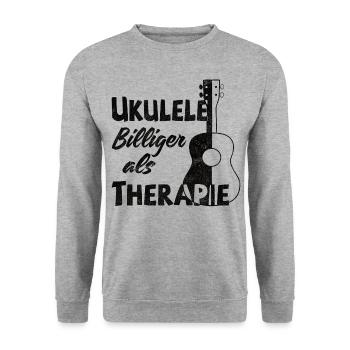 Ukulele! Billiger als Therapie - Unisex Pullover - Weißgrau meliert - Vorne - Alina (178cm) & Michal (187cm)