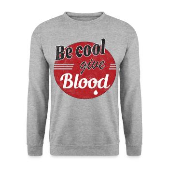 Be cool, give Blood! vintage - Unisex Pullover - Weißgrau meliert - Vorne - Alina (178cm) & Michal (187cm)