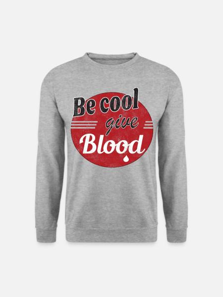 Vær cool, giv blod! Vintage - Unisex sweater - hvidgrå meleret