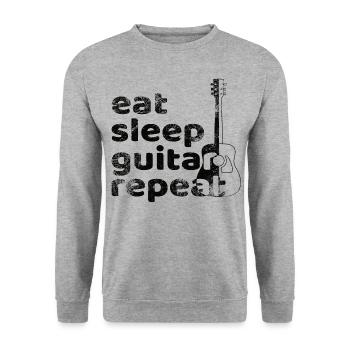 Eat Sleep Guitar Repeat - Unisex Pullover - Weißgrau meliert - Vorne - Alina (178cm) & Michal (187cm)