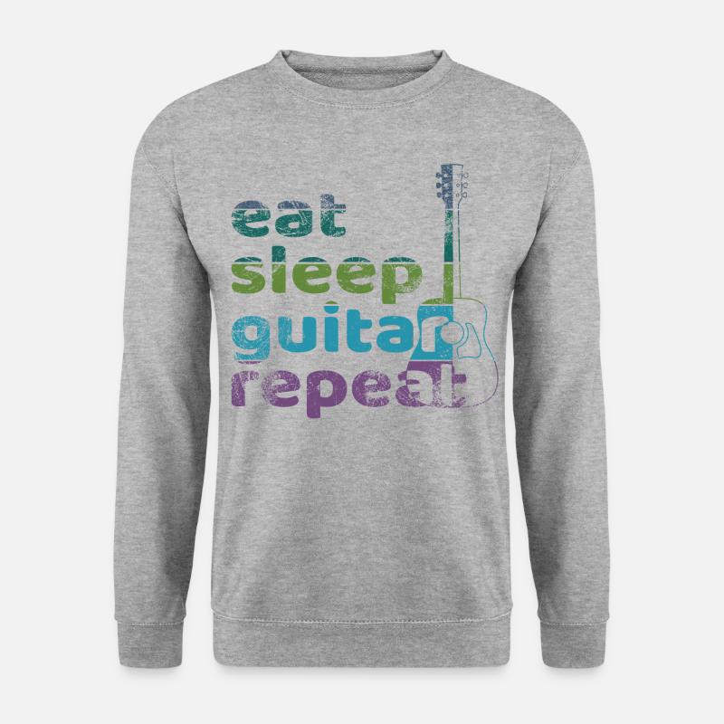 Eat Sleep Guitar Repeat - Unisex Pullover - Weißgrau meliert