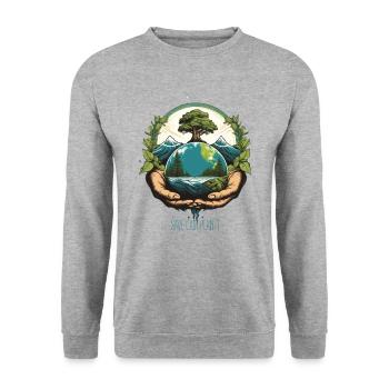 Sauver l’environnement Héros de la protection de l’environnement Activiste pour le climat - Sweat-shirt Unisexe - gris chiné - Devant - Alina (178cm) & Michal (187cm)