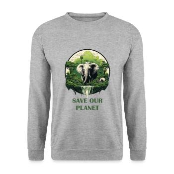Sauvons notre planète - Protection de l’environnement Protection du climat - Sweat-shirt Unisexe - gris chiné - Devant - Alina (178cm) & Michal (187cm)