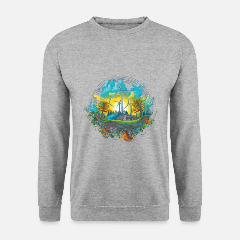 Windrad Windräder Umweltschutz - Unisex Pullover - Weißgrau meliert