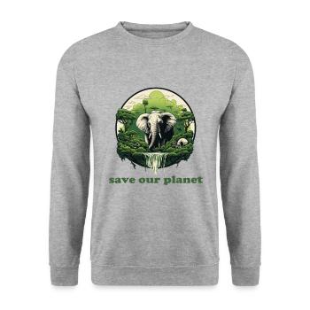 Sauvons notre planète - Protection de l’environnement Protection du climat - Sweat-shirt Unisexe - gris chiné - Devant - Alina (178cm) & Michal (187cm)