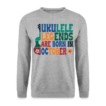 Ukulele Legends are born in October - Unisex Pullover - Weißgrau meliert - Vorne - Alina (178cm) & Michal (187cm)