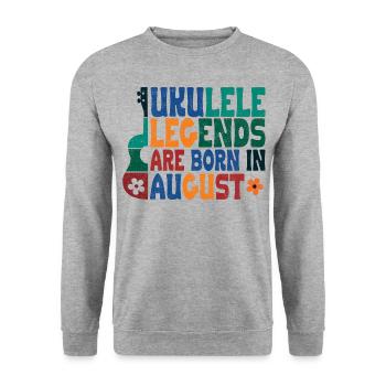 Ukulele Legends are born in August - Unisex Pullover - Weißgrau meliert - Vorne - Alina (178cm) & Michal (187cm)