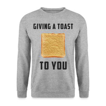 Giving a toast to you weiß - Unisex Pullover - Weißgrau meliert - Vorne - Alina (178cm) & Michal (187cm)