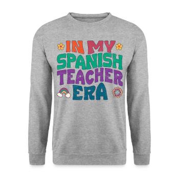 in my spanish teacher era - Unisex Pullover - Weißgrau meliert - Vorne - Alina (178cm) & Michal (187cm)