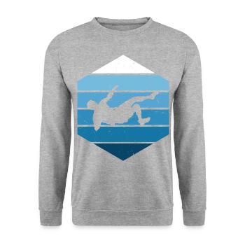 Boulder Herren Damen Bouldern Klettern Bouldering - Unisex Pullover - Weißgrau meliert - Vorne - Alina (178cm) & Michal (187cm)