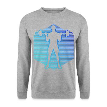 Cardio Fitness Men's Weightlifting Strength Training - Unisex Sweatshirt - salt & pepper - Front - Alina (178cm) & Michal (187cm)