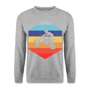 Herren Supermoto Motocross Dirt Bike Freestyle Mot - Unisex Pullover - Weißgrau meliert - Vorne - Alina (178cm) & Michal (187cm)