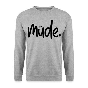 Müde - Unisex Pullover - Weißgrau meliert - Vorne - Alina (178cm) & Michal (187cm)