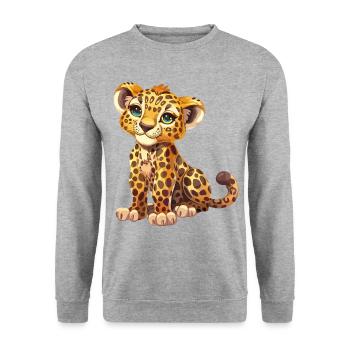 Léopard Bébé Enfant Grand Chat Nature Nature Nature Safari - Sweat-shirt Unisexe - gris chiné - Devant - Alina (178cm) & Michal (187cm)