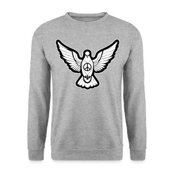 01 Colombe de la paix Signe de la paix Symbole de la colombe - Sweat-shirt Unisexe - gris chiné - Devant - Alina (178cm) & Michal (187cm)
