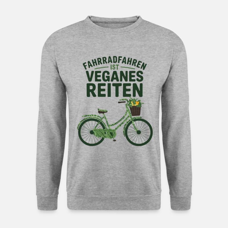 Fahrradfahren ist veganes Reiten - Unisex Pullover - Weißgrau meliert