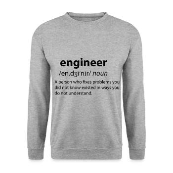 Engineer Funny Dictionary Definition - Unisex Sweatshirt - salt & pepper - Front - Alina (178cm) & Michal (187cm)