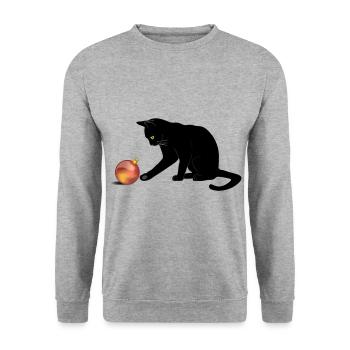 Meowy Weihnachtskatzenliebhaber - Unisex Pullover - Weißgrau meliert - Vorne - Alina (178cm) & Michal (187cm)