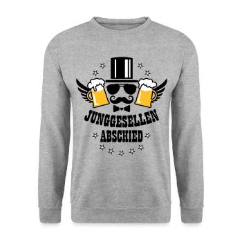 JGA Junggesellenabschied deluxe Bier Beer Party - Unisex Pullover - Weißgrau meliert - Vorne - Alina (178cm) & Michal (187cm)