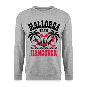 12 Mallorca Team Hangover Palmen Beer Sex Party - Unisex Pullover - Weißgrau meliert - Vorne - Alina (178cm) & Michal (187cm)