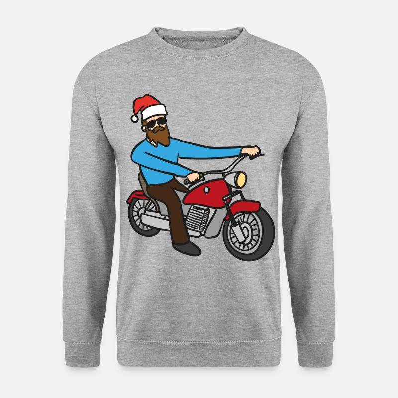 Motorradfahrer Weihnachten - Unisex Pullover - Weißgrau meliert