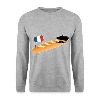 Französisches Baguette - Lustiges Essen - Unisex Pullover - Weißgrau meliert - Vorne - Alina (178cm) & Michal (187cm)