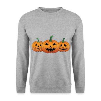 Pumpkins Jack-O-Lantern Halloween Spooky - Unisex Sweatshirt - salt & pepper - Front - Alina (178cm) & Michal (187cm)