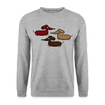 Trois teckels drôles - Sweat-shirt Unisexe - gris chiné - Devant - Alina (178cm) & Michal (187cm)