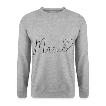 Marie Nom Prénom Fille - Sweat-shirt Unisexe - gris chiné - Devant - Alina (178cm) & Michal (187cm)