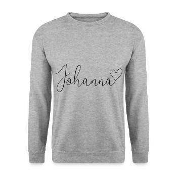 Johanna Last name First name Girl - Unisex Sweatshirt - salt & pepper - Front - Alina (178cm) & Michal (187cm)