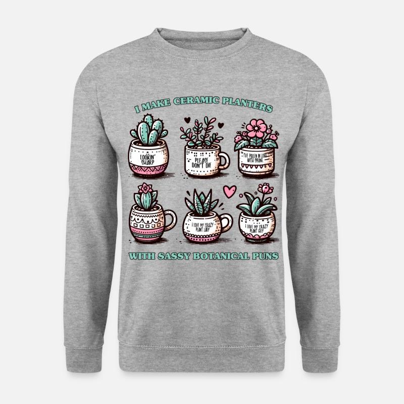 Keramik Pflanzgefäße - Unisex Pullover - Weißgrau meliert