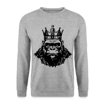 Roi Tête de Couronne de gorille - Sweat-shirt Unisexe - gris chiné - Devant - Alina (178cm) & Michal (187cm)