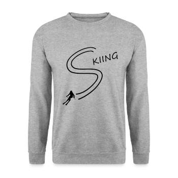 ski fahren skiing skier - Unisex Pullover - Weißgrau meliert - Vorne - Alina (178cm) & Michal (187cm)