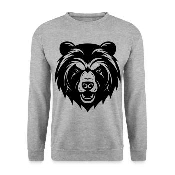 Grizzly Bear Symbol Portrait - Unisex Sweatshirt - salt & pepper - Front - Alina (178cm) & Michal (187cm)