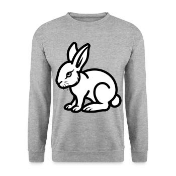 Hase Ostern - Unisex Pullover - Weißgrau meliert - Vorne - Alina (178cm) & Michal (187cm)