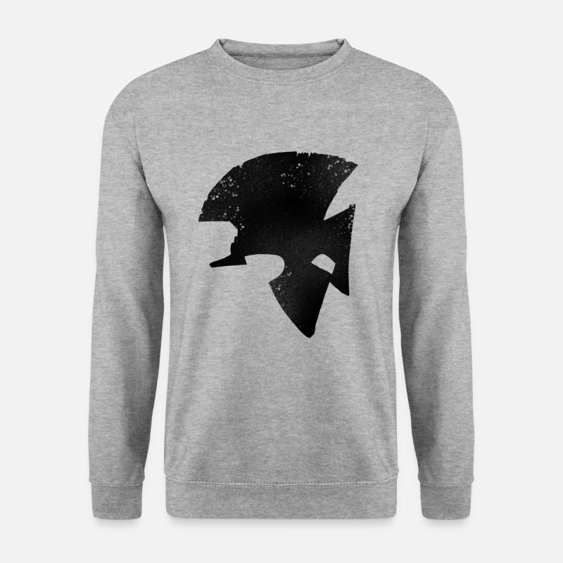 Schwarzer Helm eines Römers - Unisex Pullover - Weißgrau meliert