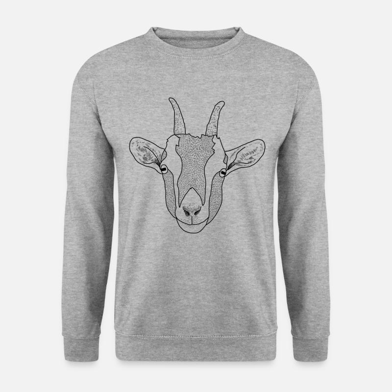 Ziege / Ziegenkopf - Unisex Pullover - Weißgrau meliert