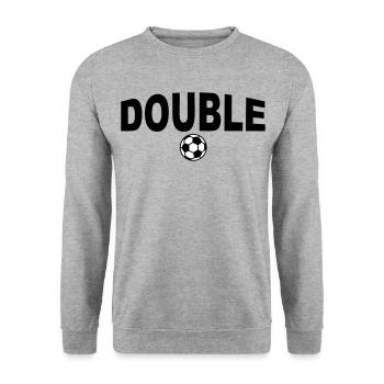 15 Double Bayern Fussball 2c Fußball - Unisex Pullover - Weißgrau meliert - Vorne - Alina (178cm) & Michal (187cm)