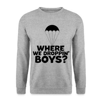 Les « We We Droppin' Boys » ? Gaming Shirt Battle Royale - Sweat-shirt Unisexe - gris chiné - Devant - Alina (178cm) & Michal (187cm)